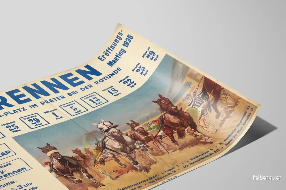 Posters Evenemang Prater Hippodrom 1936 - Trotlöpning med Sulky - Bild 2