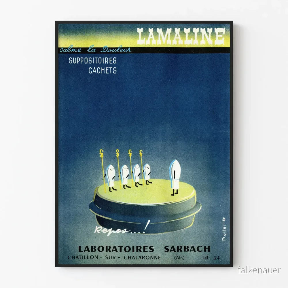 Vintageposter LAMALINE - Retro apoteksväggdekoration