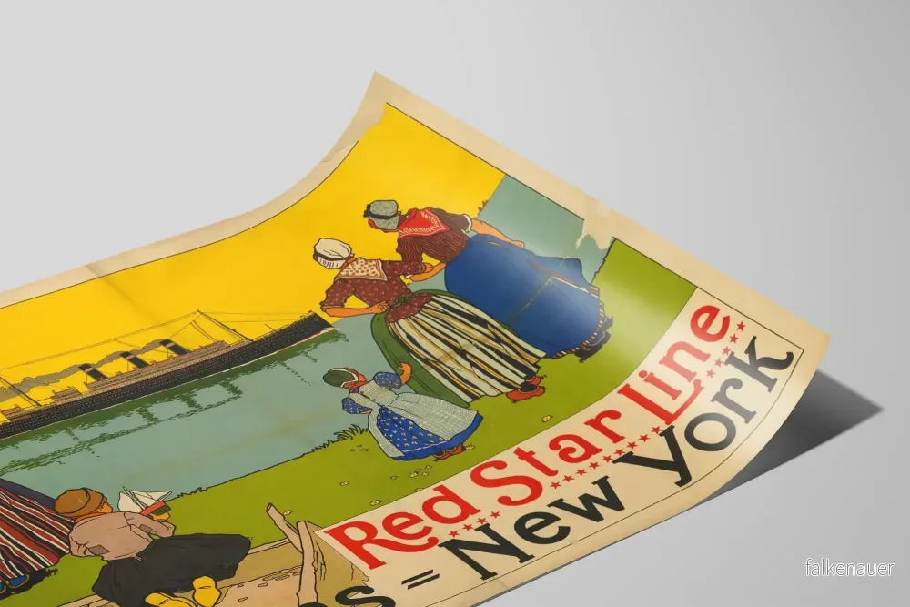 Vintageaffisch Red Star Line Antwerpen New York - Väggdekoration Poster - Bild 2