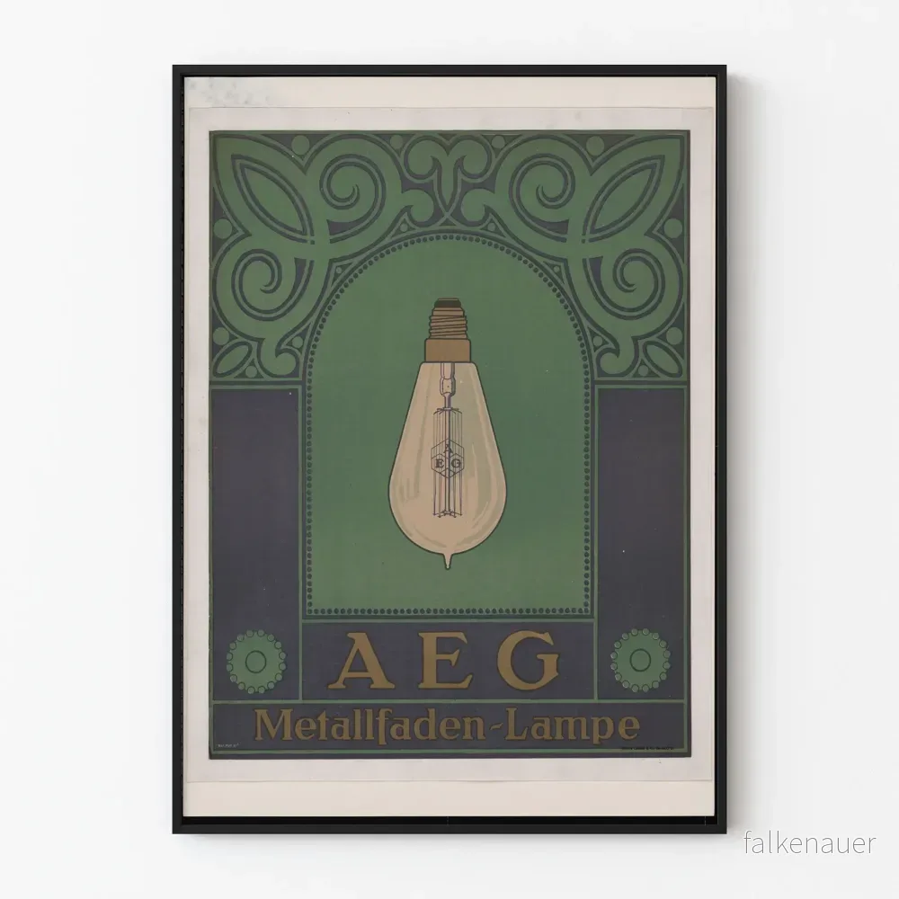 Vintageposter AEG Metallfaden-Lampa väggdekoration retro
