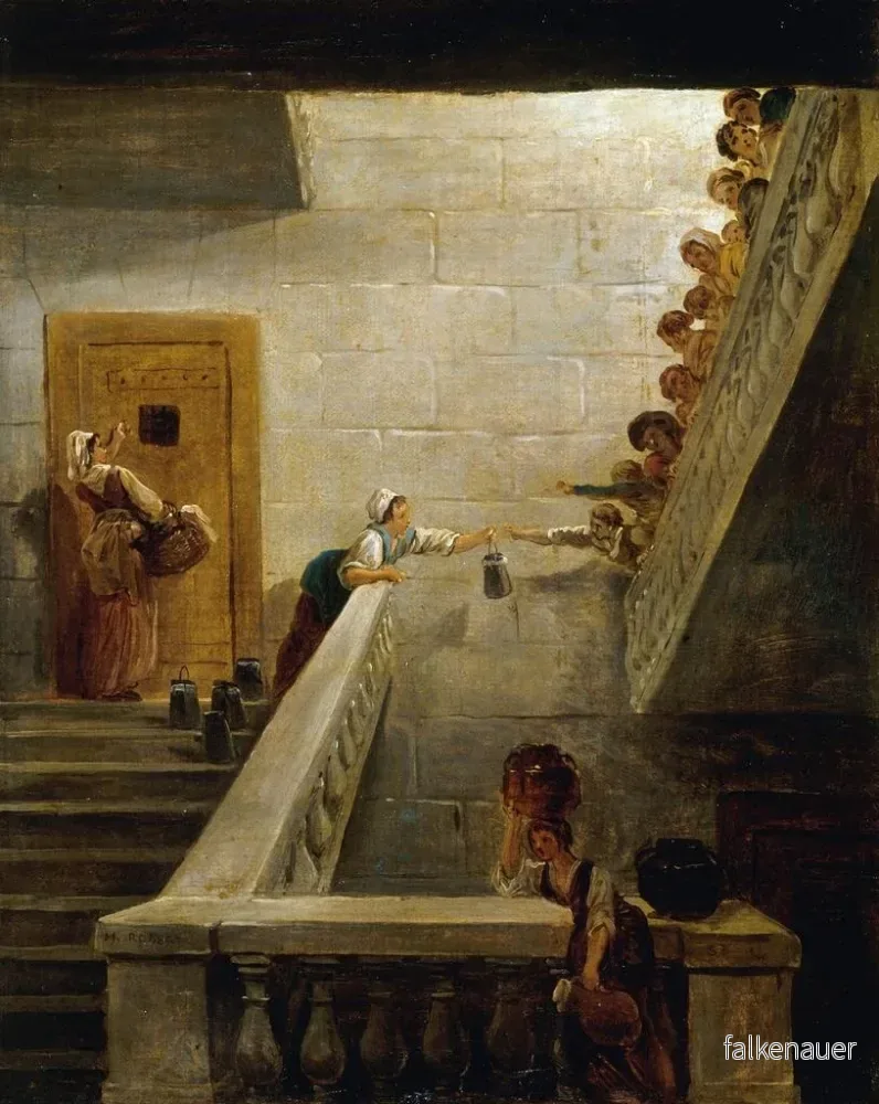 Målning Le Ravitaillement des prisonniers à la prison de Saint - Lazare - Hubert Robert | Konsttryck - Bild 2