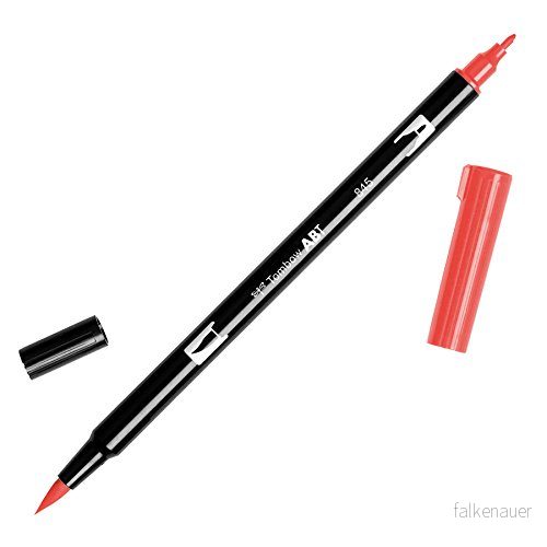 Tombow ABT 845 fiberpenna dubbla borstar penna med två spetsar, carmine 4901991902068