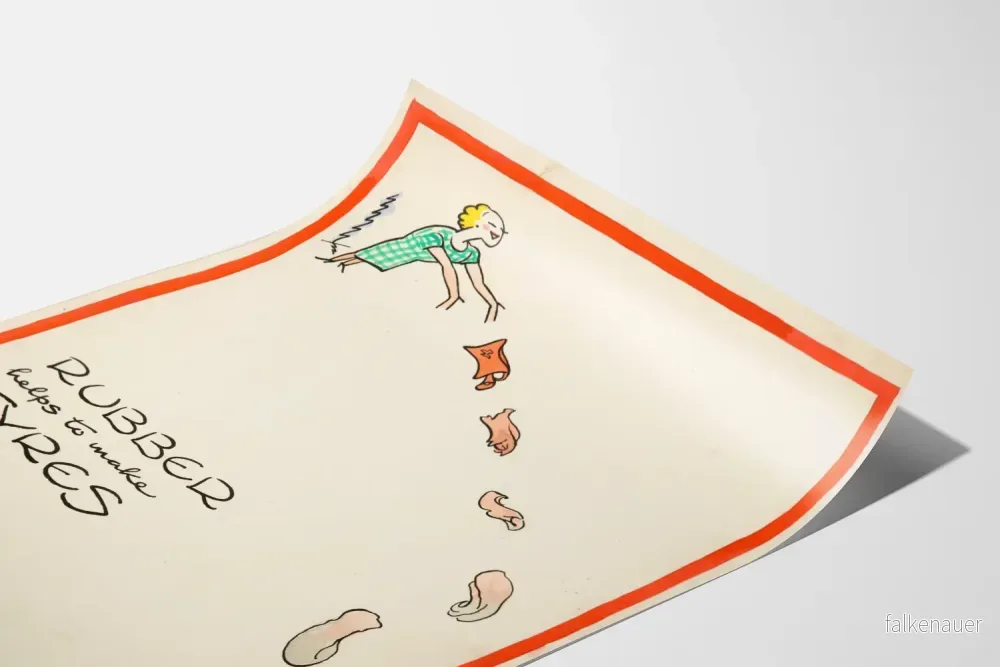 Vintageaffisch med illustration av gummi och däck - Bild 3