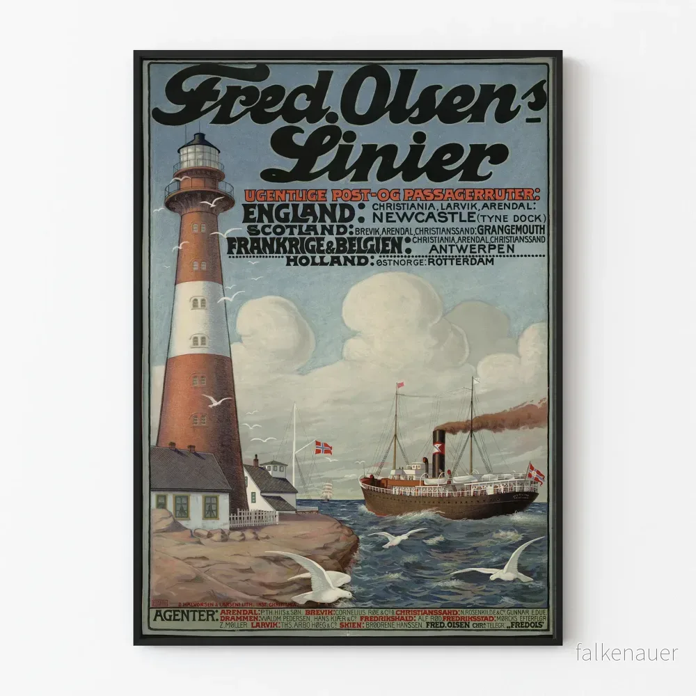 Vintageaffisch Fred Olsen Linjer - Maritim väggdekoration