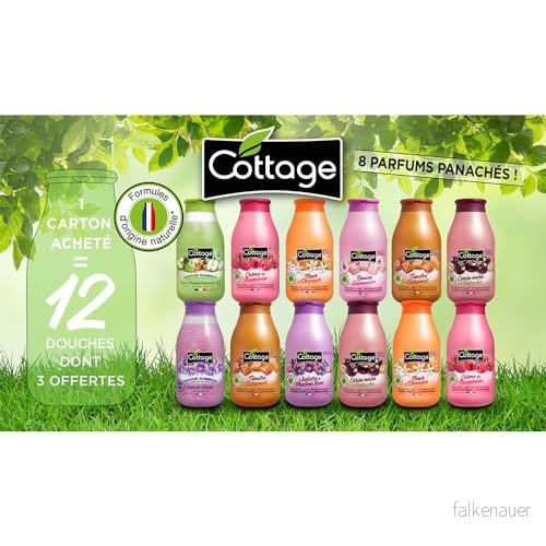 Cottage Specialerbjudande 10 fuktgivande mjölkduschar 250 ml + 2 skrubbduschar 270 set med 12 st 3141389600133