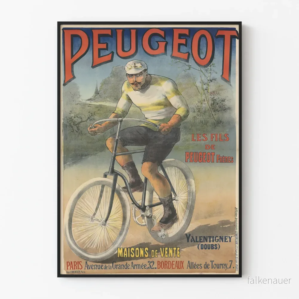 Vintage Peugeot Cykelsport Poster Väggdekoration