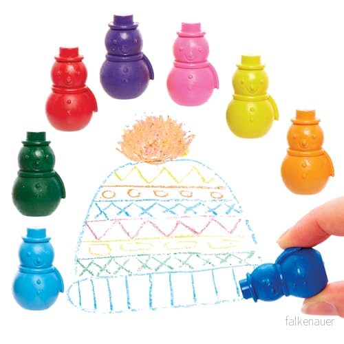 Baker Ross FX868 Snögubbe kritor 8 pack, julklappspåsar och strumpfyllning för barn 5063067007547