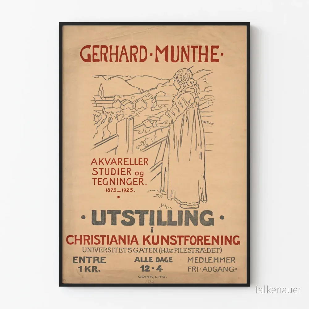 Utställningsposter Gerhard Munthe Akvareller Studier och Teckningar 1873-1923