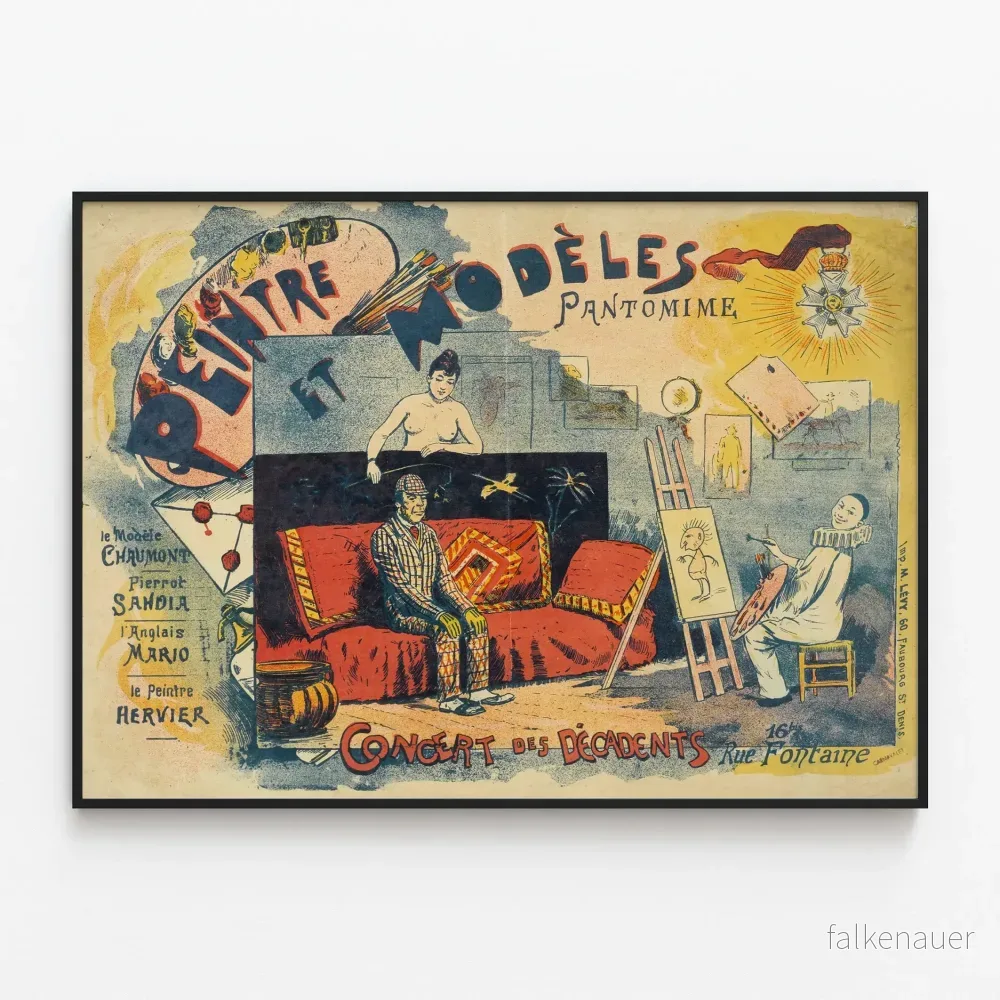 Vintageposter Målaren och Modeller Pantomim Dekorativ Väggkonst