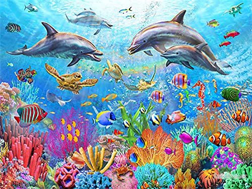 Diamond Painting Set, målning med korallrev och tillbehör, storlek ca 44 x 33 cm, pysselset för glittrande stenar barn från 5 år 4016490324034