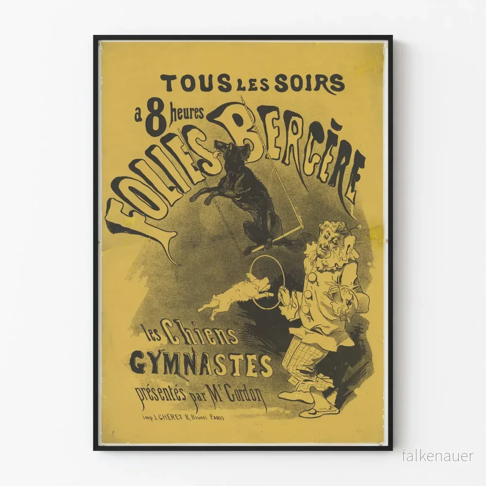 Vintageposter Folies Bergère Hundgymnasterna