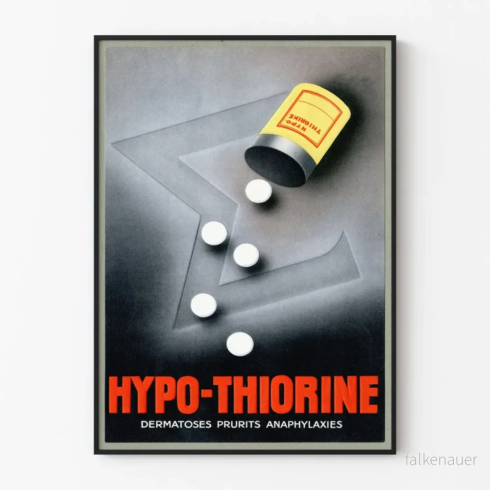 Vintageposter Hypo-Thiorine för medicinsk väggdekoration