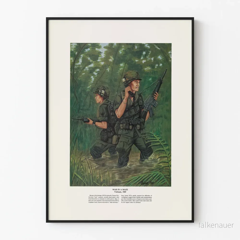 Vietnamkrig 1969 - Militärpatrull i sumpigt terrängposter