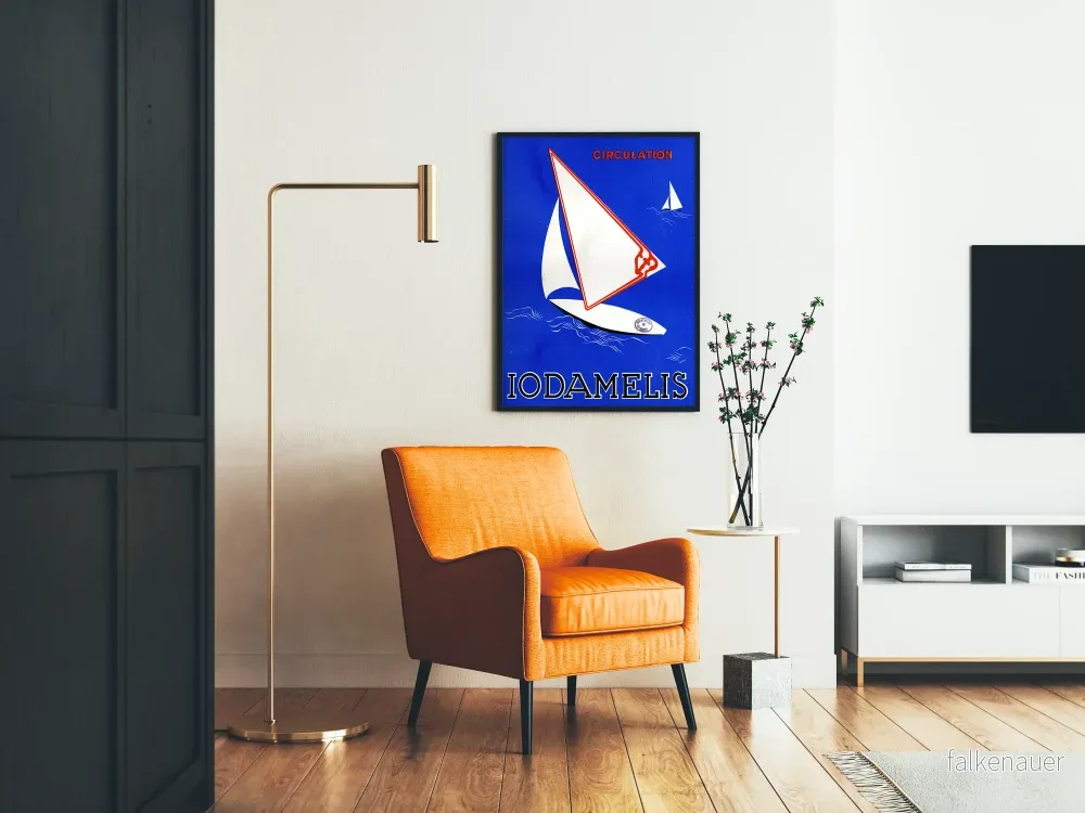 Vintageaffisch av Iodamelis blå segelbåt för nautisk väggdekoration - Bild 2