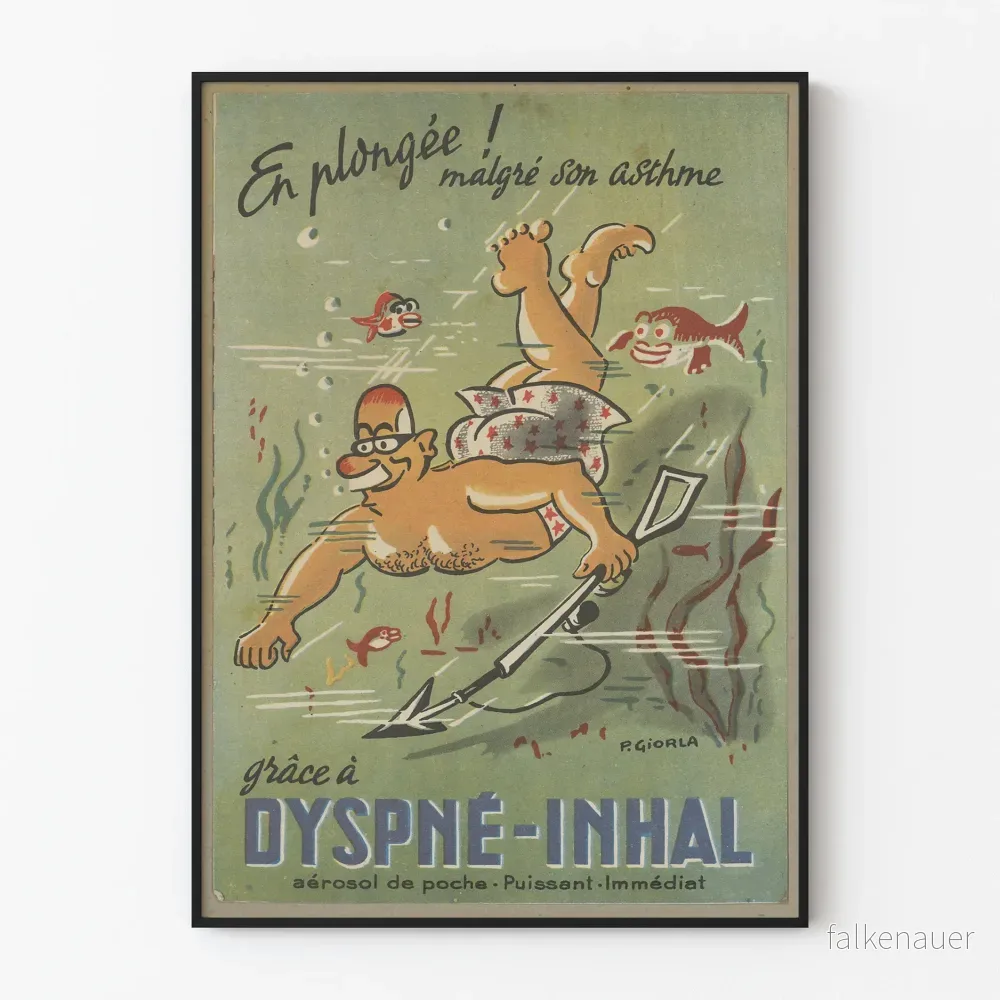 Vintageposter Dyspné-Inhal för originell väggdekoration
