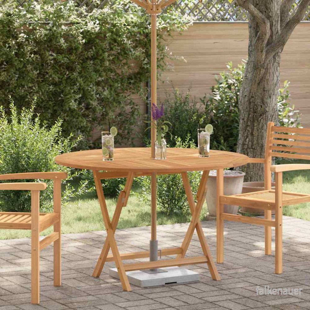 vidaXL Hopfällbart trädgårdsbord Ø 110x75 cm massiv teak, terrassbord, bord, matbord utomhus, middagsbord, matbord, utemöbler, trädgårdsmöbler 8720845749415