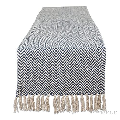 DII vävd bas bordsskiva, Chevron bordslöpare, 15 x 108, fransk blå 72456138583