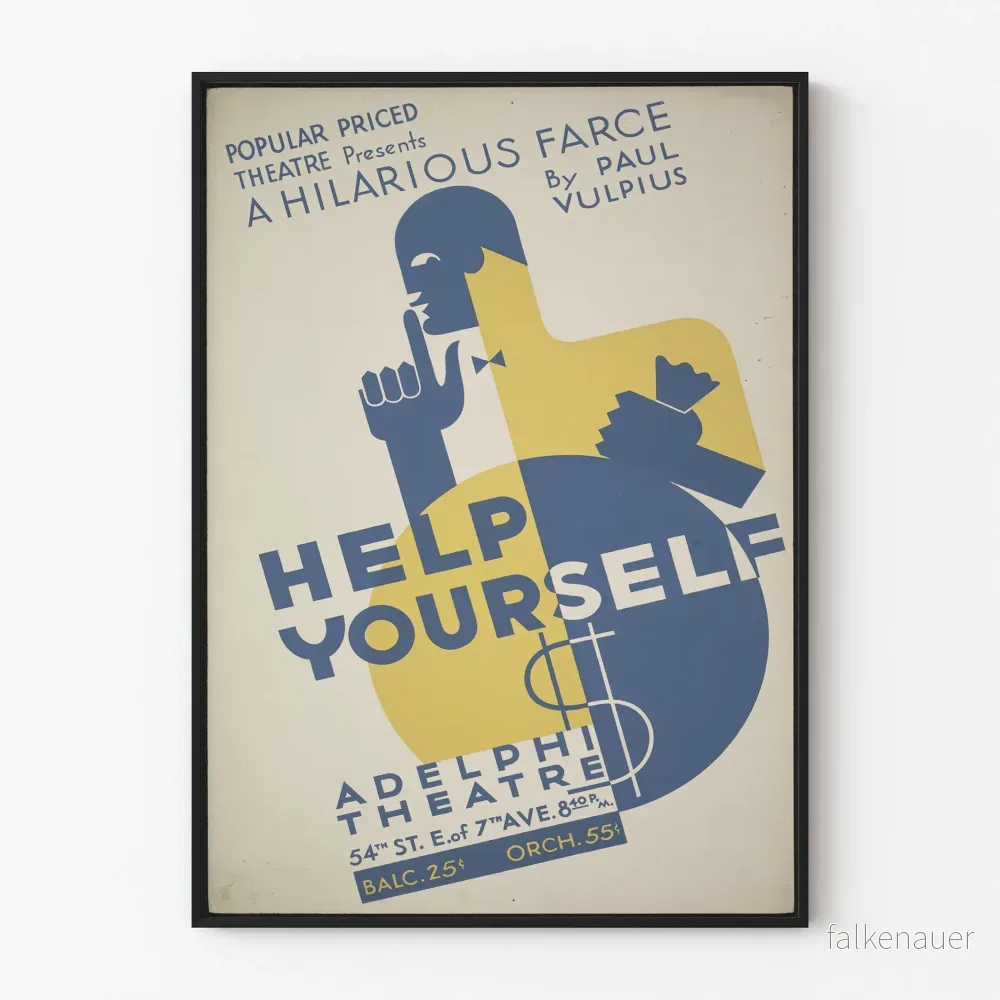 Vintageposter Help Yourself - Retro teater väggdekoration