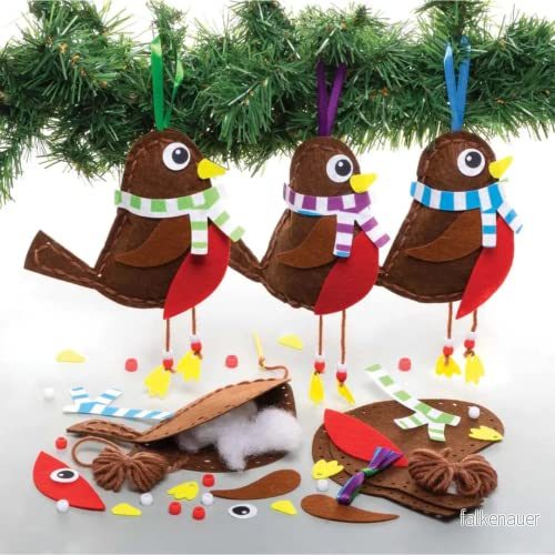 Baker Ross FE873 Jul Robin sykit 3 pack, sömnadsset för barn, kreativa aktiviteter perfekt julkonst och hantverksprojekt 5051174123670