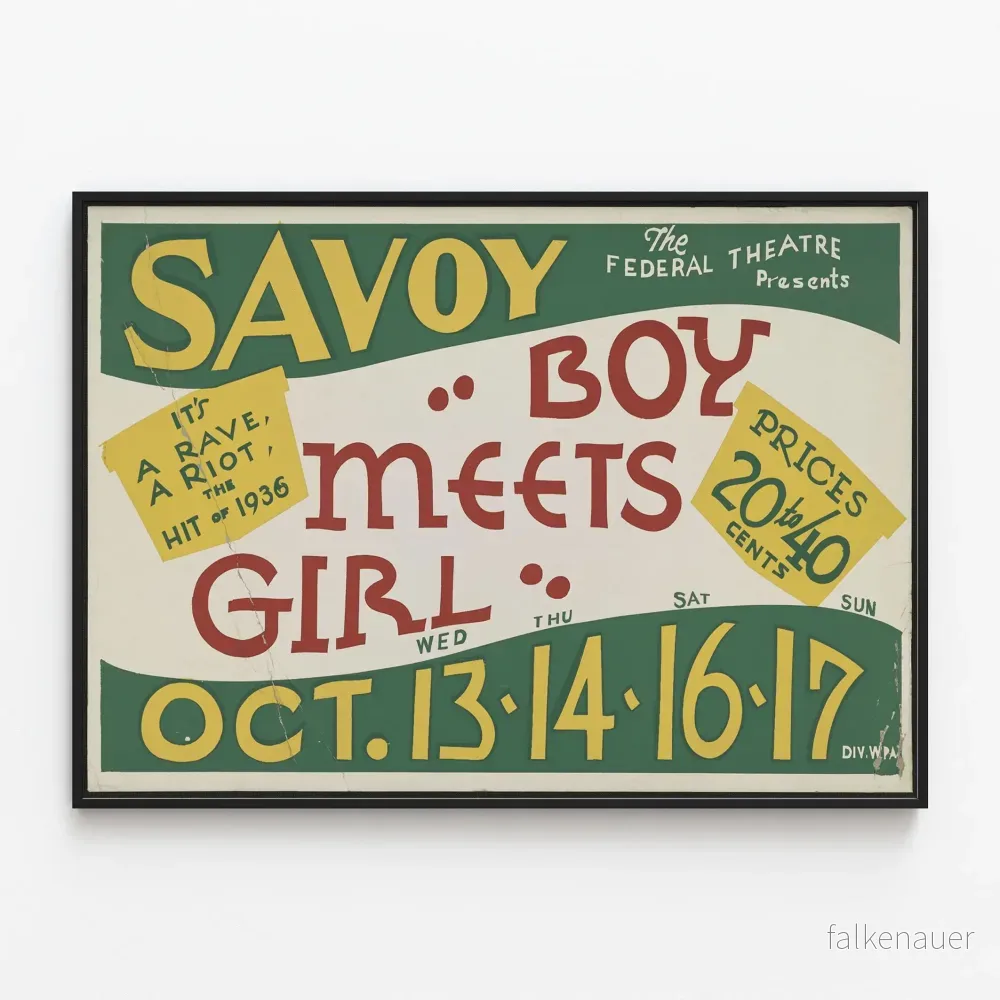 Vintageposter 'Boy Meets Girl' Savoy Theatre 1936