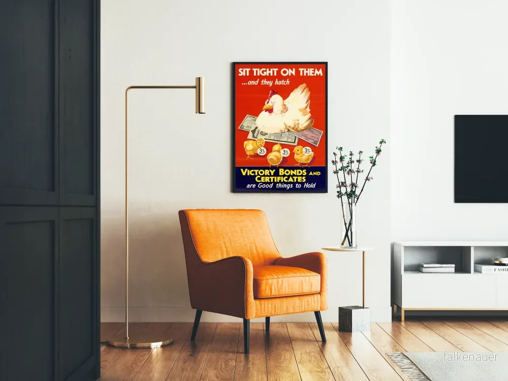 Vintage affisch för kampanjen med Vinstkuponger, höna och kycklingar - Bild 2