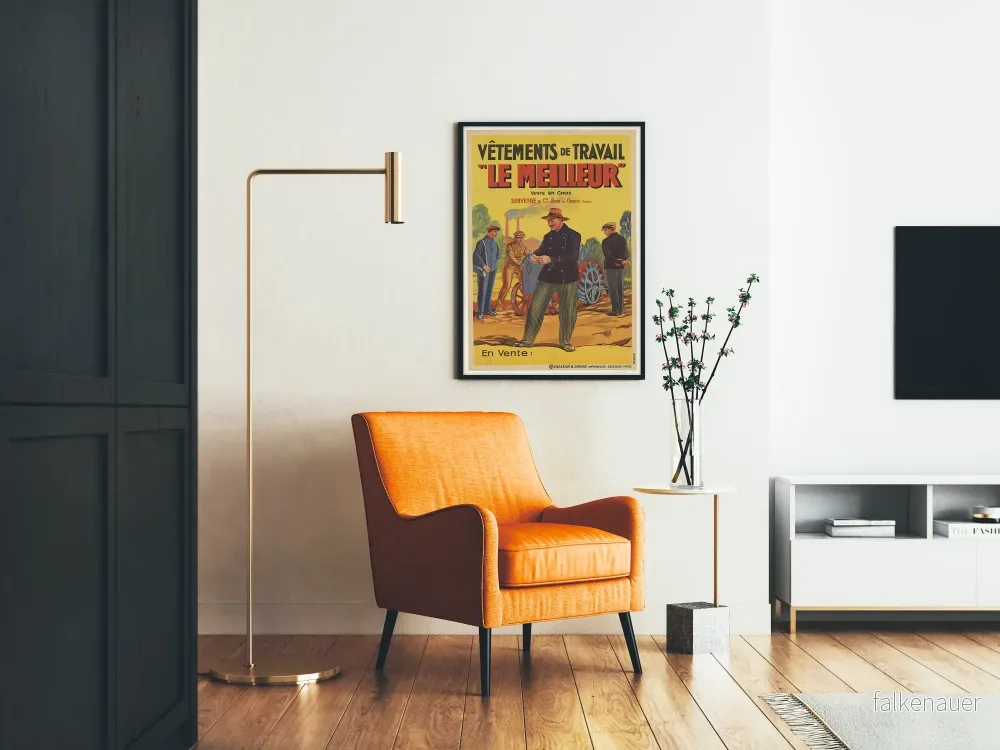 Vintage affisch arbetskläder Le Meilleur - Industriell väggdekoration - Bild 2