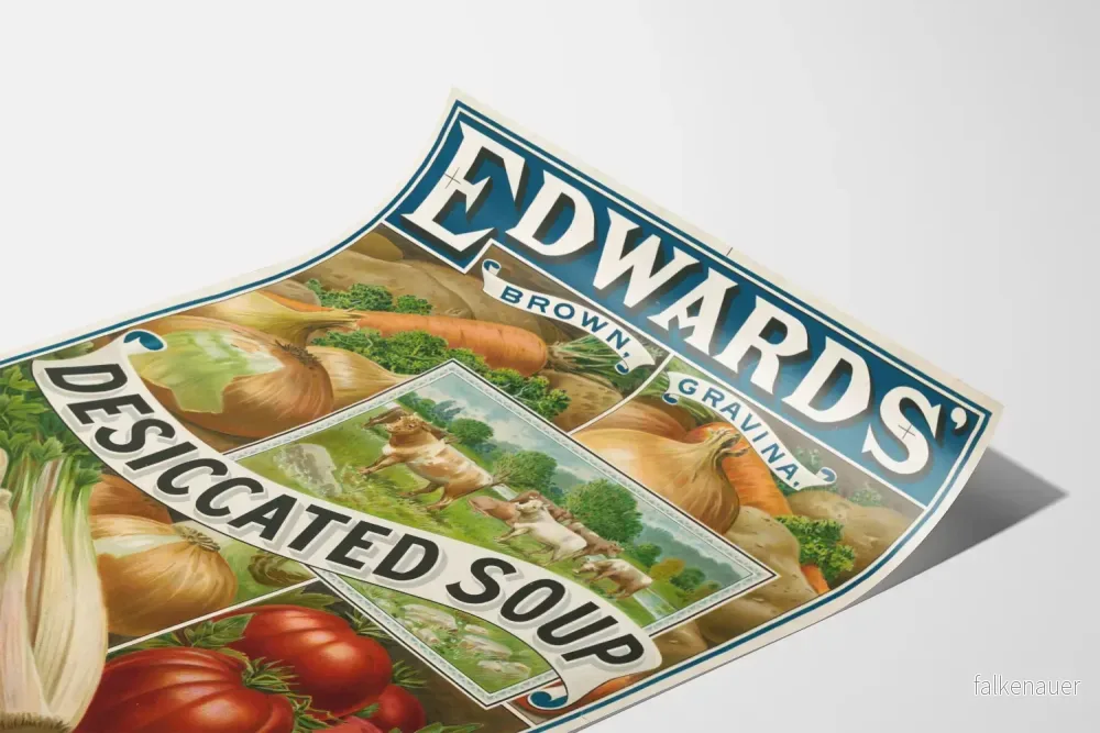 Vintageaffisch Edwards torkad soppa 4 grönsaksvarianter - Bild 3