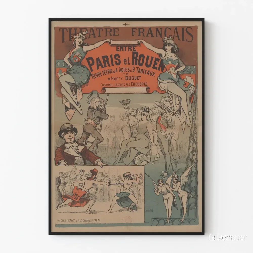 Affisch Fransk Teater Revy Féeri Paris-Rouen Kostymer Choubrac Affisch Fransk Teater Revy Féeri Paris-Rouen Kostymer Choubrac