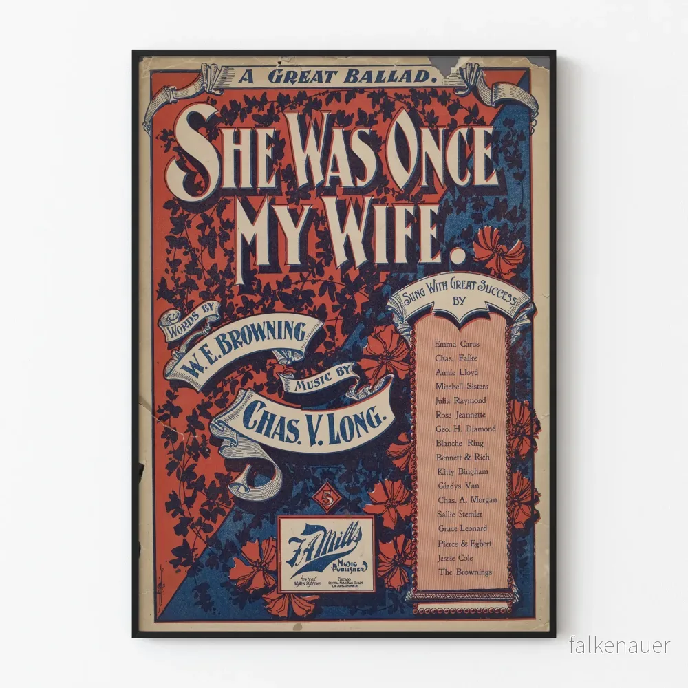 Vintageposter She Was Once My Wife – Musikväggdekoration