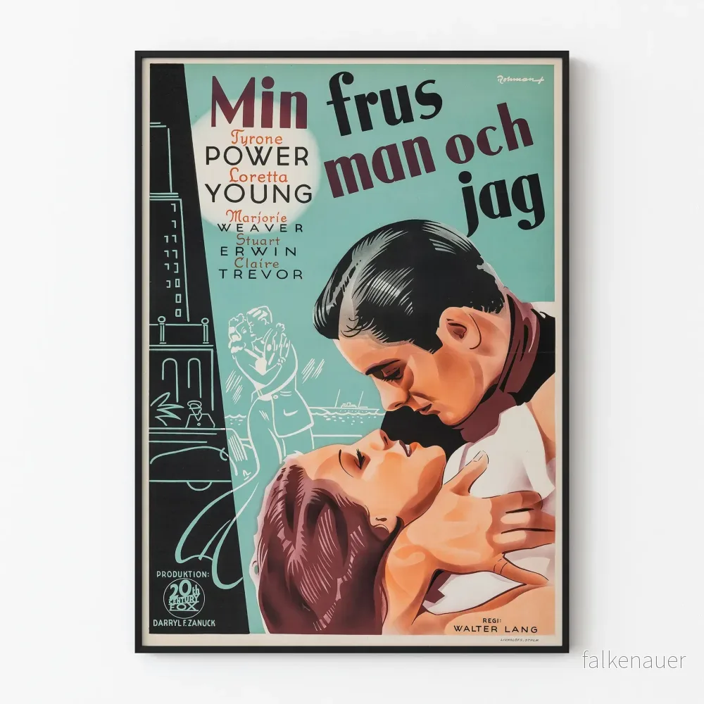 Vintage romantisk poster Min frus man och jag för väggdekoration