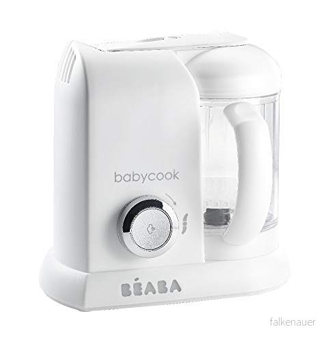 Béaba Babycook Solo barnmatberedare 4 i 1: Barnmatberedare, mixer och spis mjuk ångkokare snabb matdiversifiering för ditt barn vit/silver 3384349126810