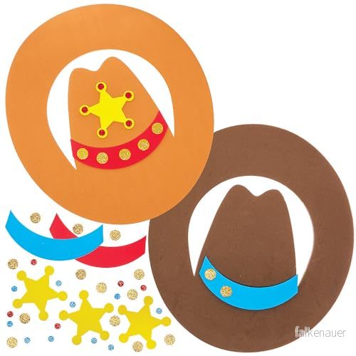 Baker Ross FN017 Cowboyhatt 4 pack, utklädning och låtsaslek, maskeradkläder för barn 5063067009732