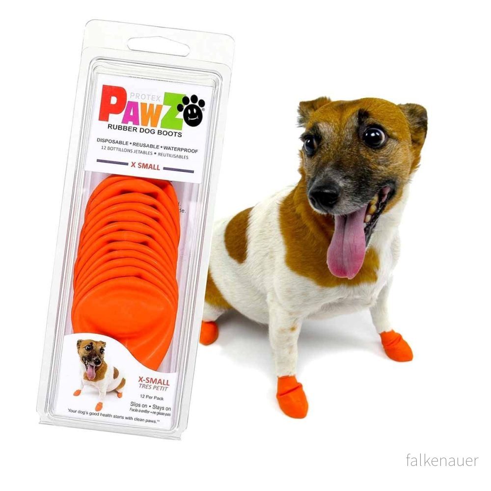 Pawz Rubber Dog Boots 12 pack XS, Orange 897515001024