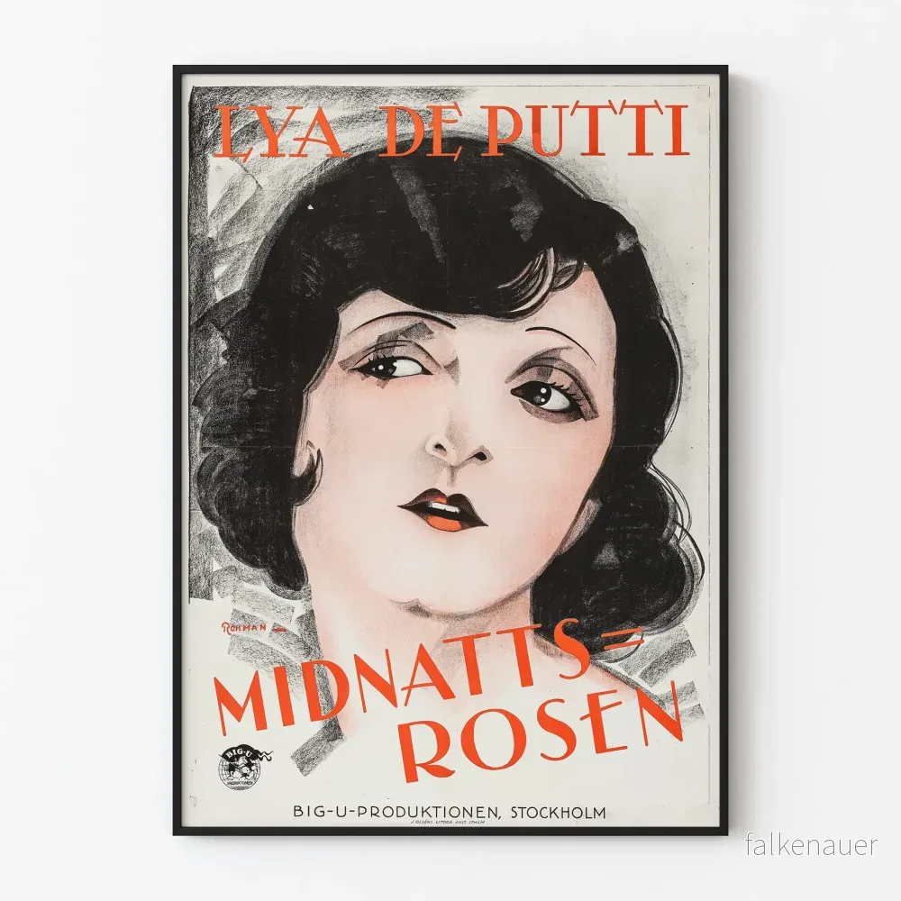 Vintageposter Midnatts Rosen - Expressivt kvinnoporträtt
