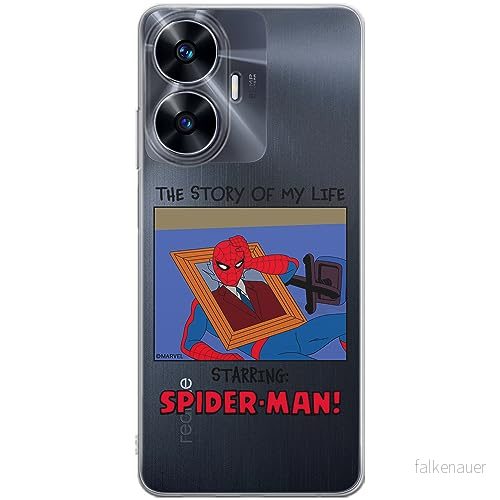 ERT GROUP mobiltelefonfodral för Realme C55 originalt och officiellt licensierat Marvel mönster Spider Man 036 optimalt anpassad till formen på mobiltelefonen, gedeeltelijk transparant 5905795012519