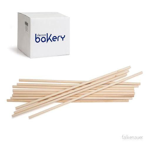 Decora, 9280117 1 000 pack björkträpinnar lämpliga för matkontakt tillverkning av glass, kex, lollipop eller godis på spett, storlek 6 x h 300 mm 8024622079000