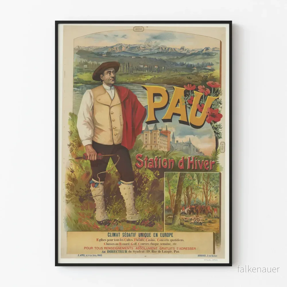 Vintageaffisch Pau Station d'Hiver Climat Sédatif Europa