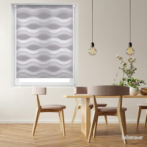 Blindecor Luna rullgardin med dubbla lager, natt, platta, 57 x 150 cm (L H) tygstorlek 54 145 vågig utan borrning 8434363412828