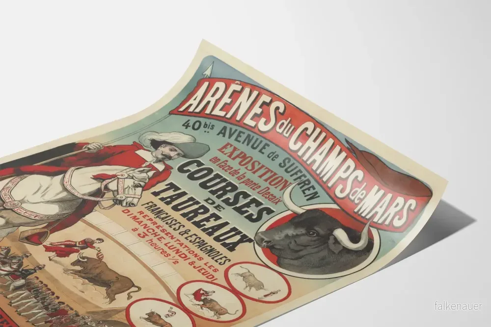 Vintageaffisch för tjurfäktningsmatcher på Arenorna vid Champs de Mars - Bild 3