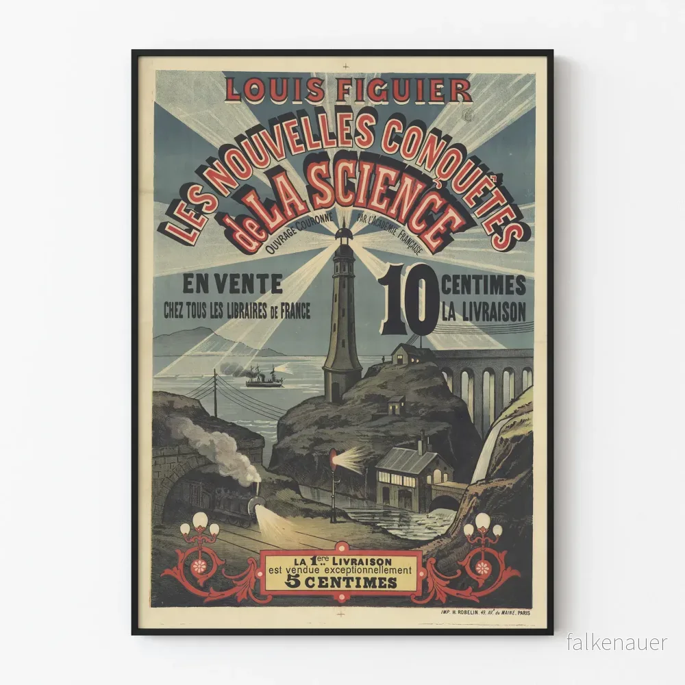 Vintageposter Les Nouvelles Conquêtes de la Science av Louis Figuier