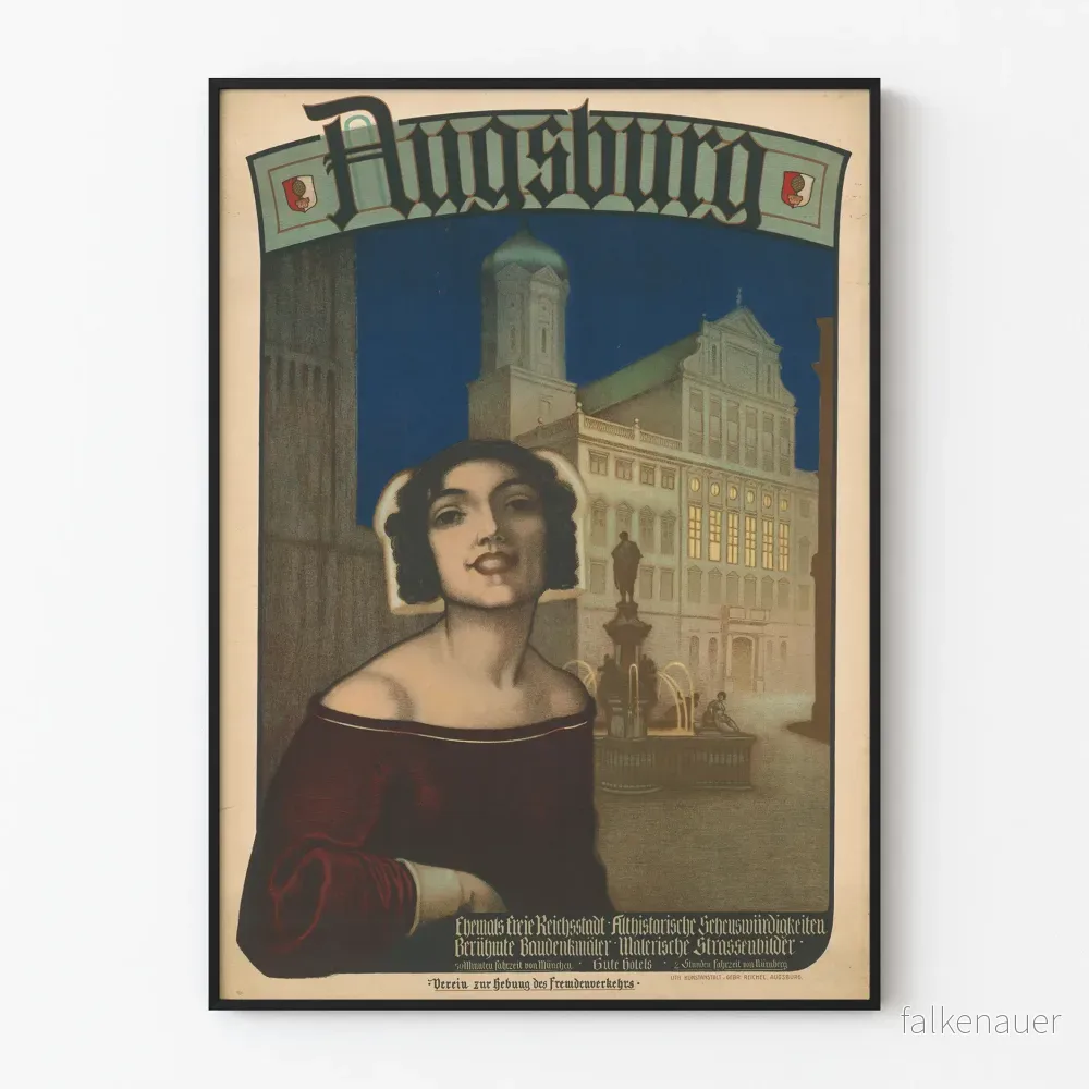 Vintage dekorativt affisch för Augsburg stad