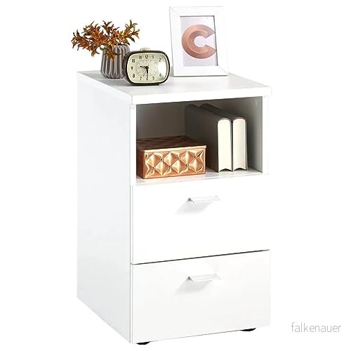 Sängbord Dulcinia 35 cm med Förvaring 2 Lådor + Hylla Extra Vit 4029494114259