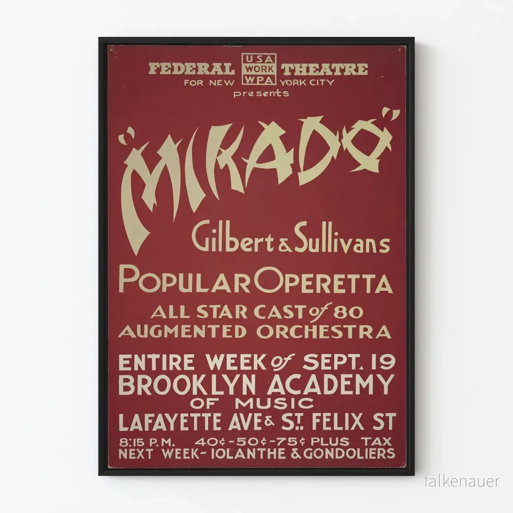 Vintageaffisch för teatern Mikado av Gilbert & Sullivan