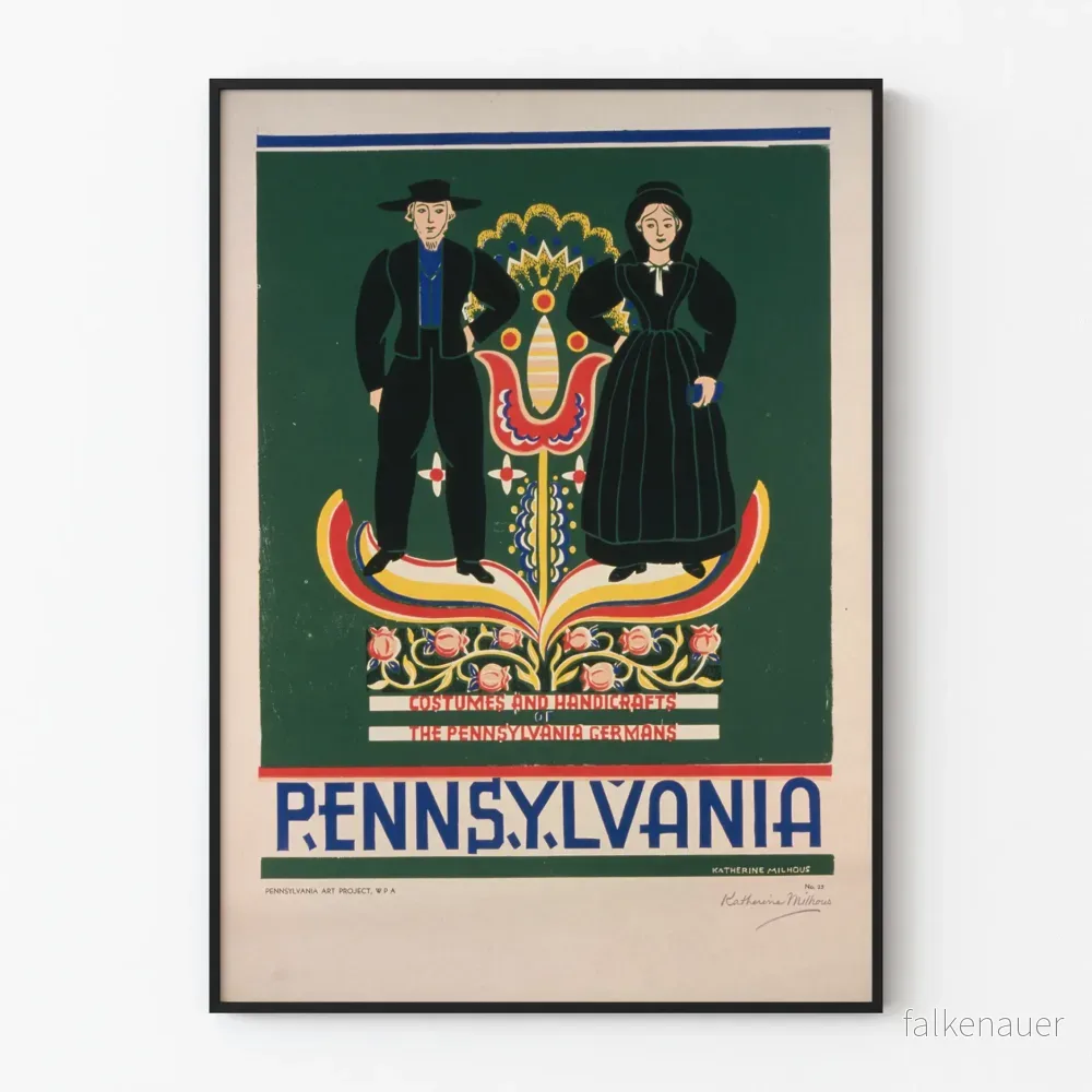 Dekorativ poster av kostymer och hantverk från tyskarna i Pennsylvania Dekorativ poster av kostymer och hantverk från tyskarna i Pennsylvania