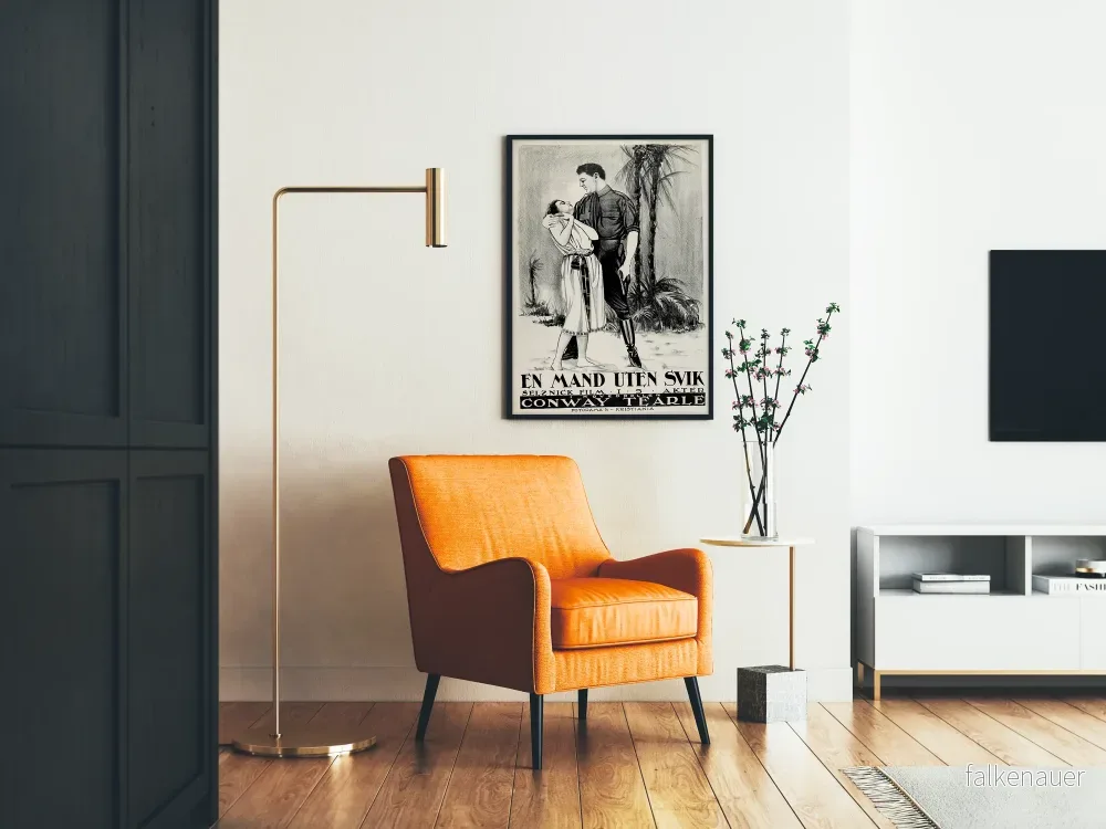 Vintage svartvit filmposter En Mand Uten Svik - Retro filmväggdekoration - Bild 2