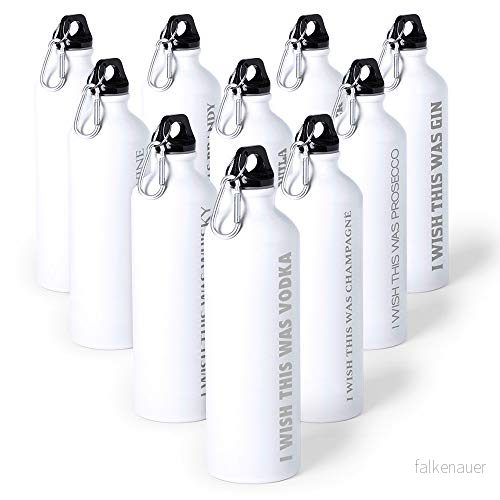 eBuyGB Unisex humoristisk BPA fri vit metall sportvattenflaska, I Wish This was Gin, 800 ml 5060693556678