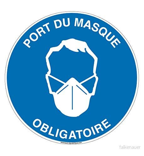 AUA SIGNALETIQUE Cirkulär obligatorisk mask bärpanel Ø 200 mm, vinylsjälvhäftande 3666180025416