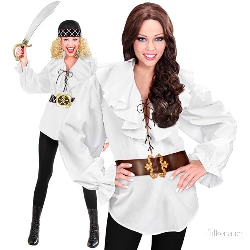 damer piratskjorta vit kostym för Buccaneer maskeraddräkt 8003558418107