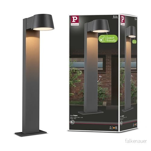 Paulmann 94715 LED Utomhusbelysning Pollare Capea Insektsvänlig IP44 500 mm 2200 K 6 W 450 lm 230 V 98 Svart Aluminium Gyllene sken Trädgårdspollare 4000870947159