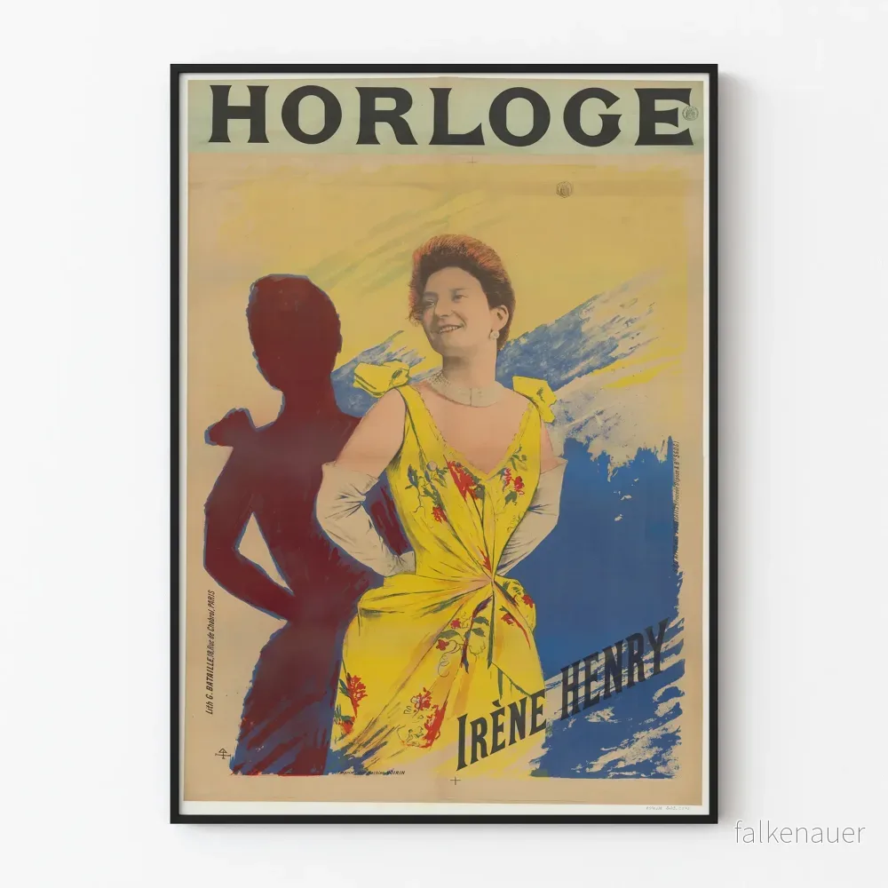 Vintageposter Irène Henry klocka för elegant väggdekoration